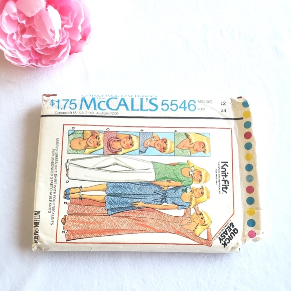 1977 Cut MCCALL'S JERSEY KNIT DRESS PATTERN 5546 - Picture 3 of 5